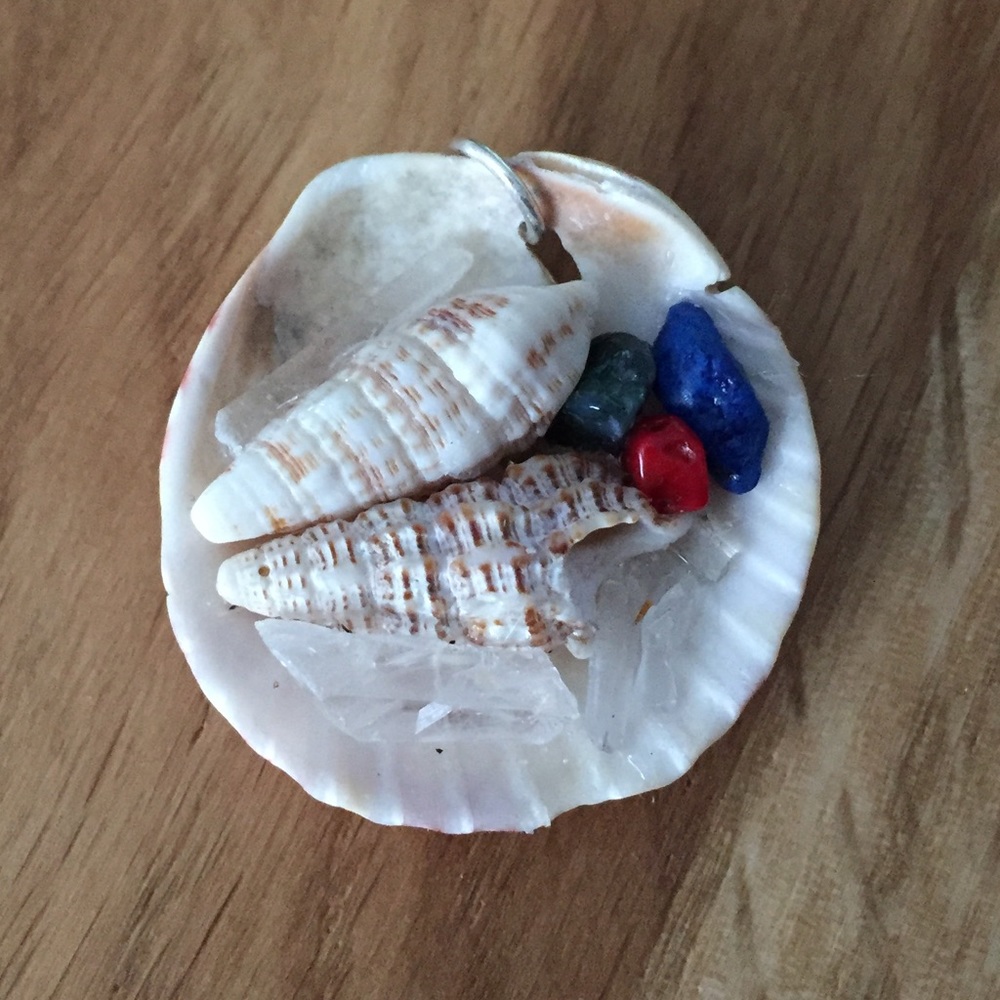 Handmade Shell and Crystal Pendant